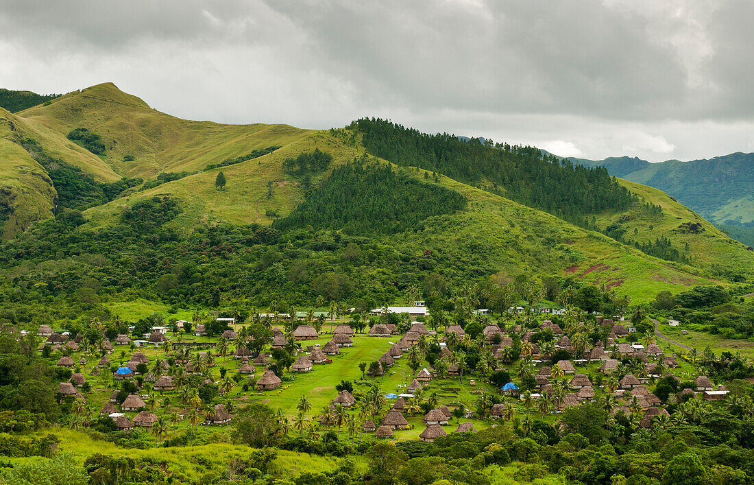 Das Dorf Navala im Hochland der nördlichen Insel Viti Levu, Fidschi.