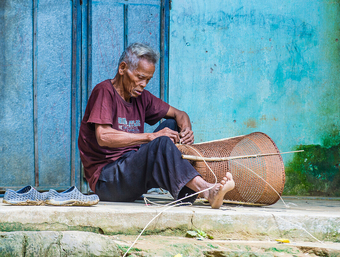 Portrait of a man from the Cotu Minority in Quang Nam Vietnam