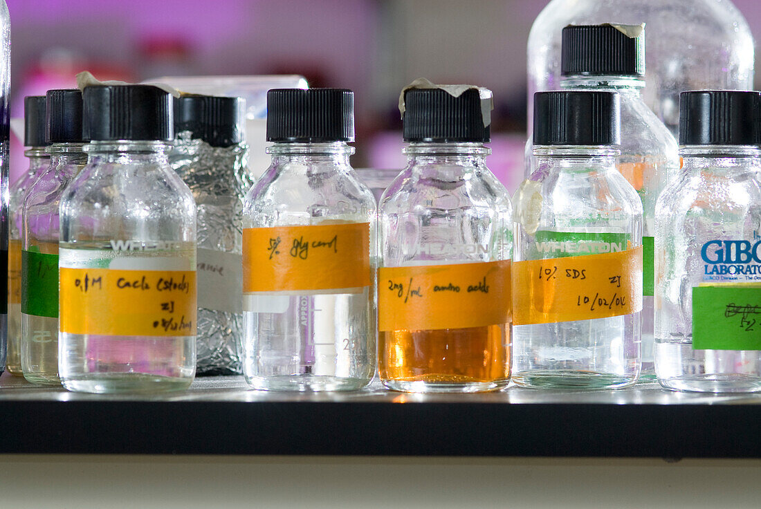 bottles in a laboratory