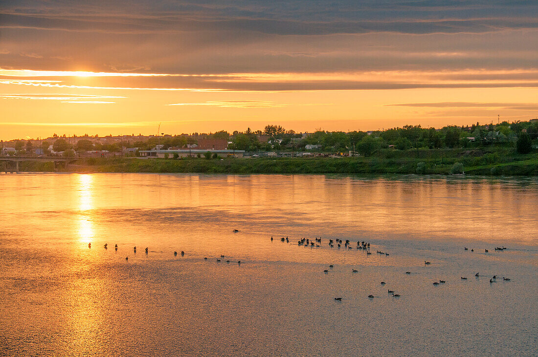 Sunset on the Missouri River from River's Edge Trail, Great Falls, Montana.