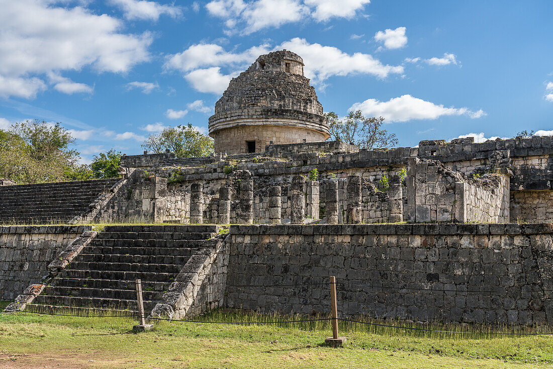 The Caracol or the Observatory in the ruins of the great Mayan city of Chichen Itza, Yucatan, Mexico. The Pre-Hispanic City of Chichen-Itza is a UNESCO World Heritage Site.