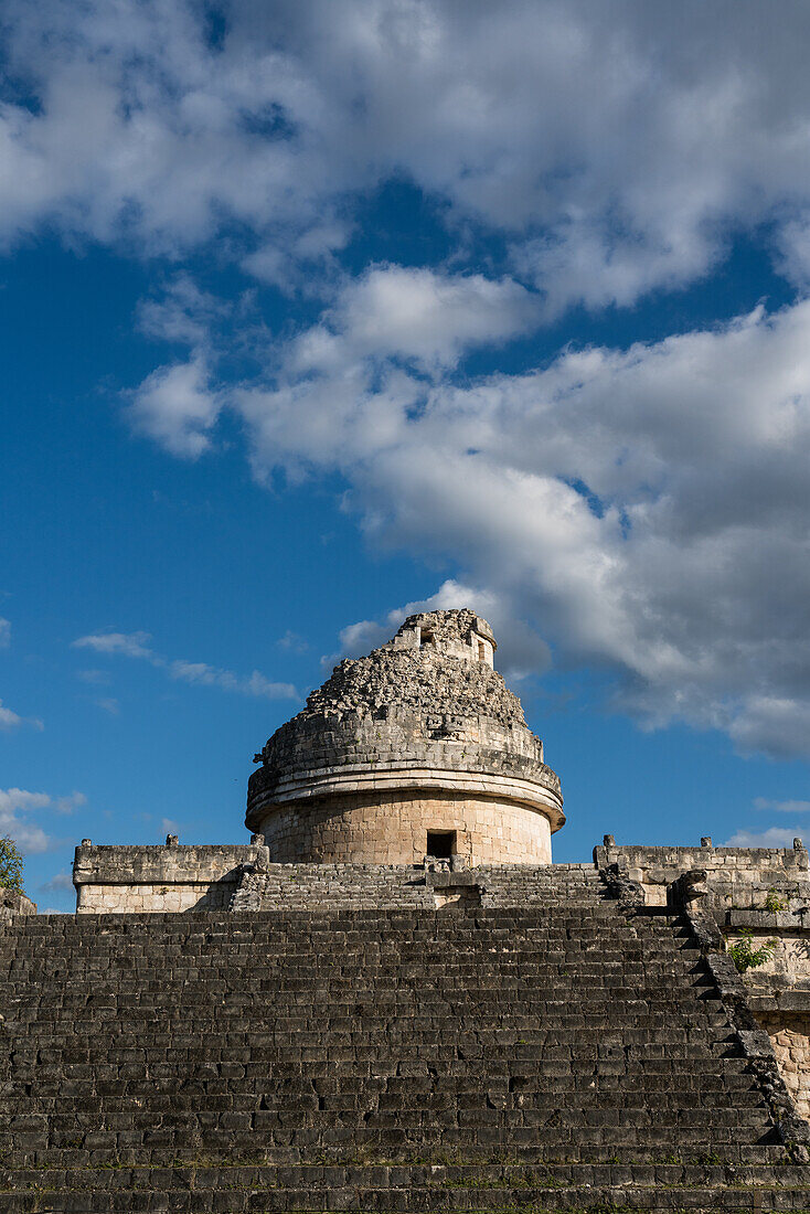 The Caracol or the Observatory in the ruins of the great Mayan city of Chichen Itza, Yucatan, Mexico. The Pre-Hispanic City of Chichen-Itza is a UNESCO World Heritage Site.