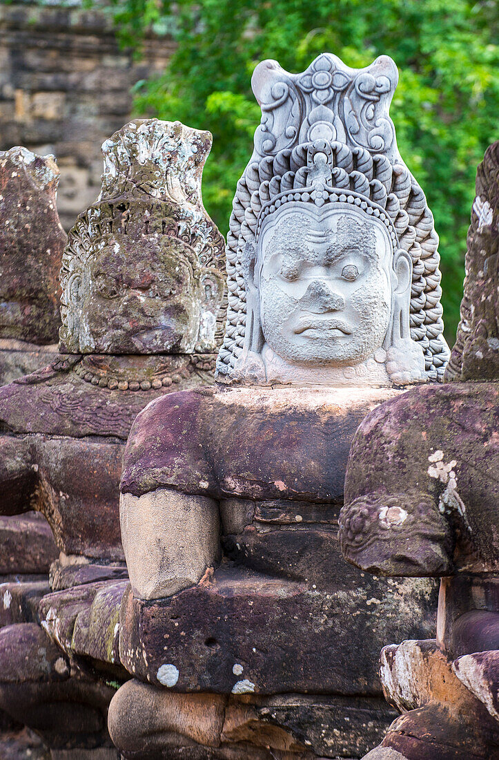 Statues at the South Gate of Angkor Thom, Siem Reap Cambodia