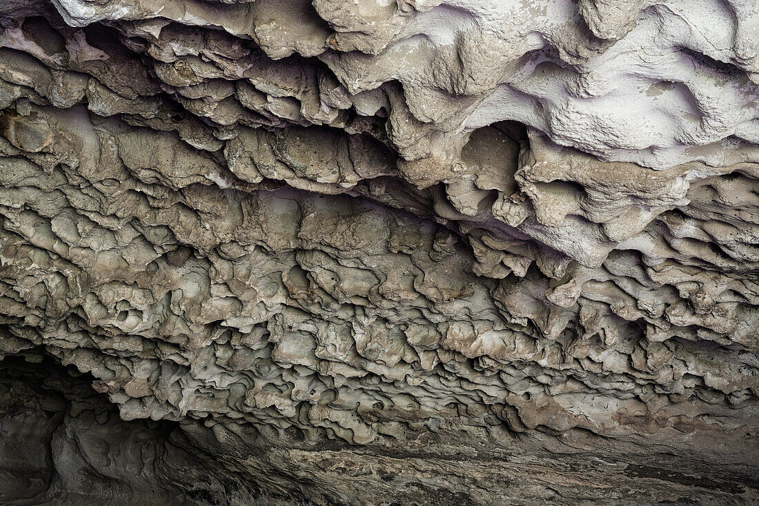 Erosion patterns on the ceiling of one of the Mitlas Caves in the UNESCO World Heritage Site of the Prehistoric Caves of Yagul and Mitla in the Central Valley of Oaxaca.