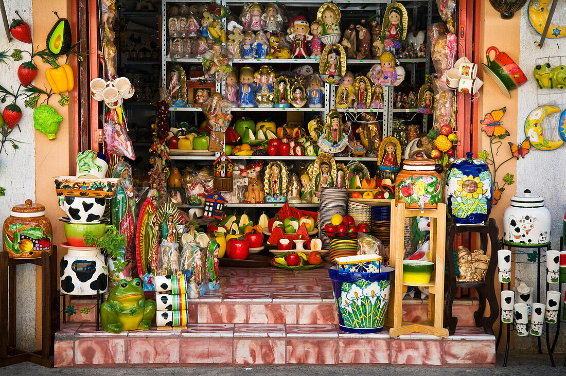 Keramikgeschäft in Tonal?, Mexiko.