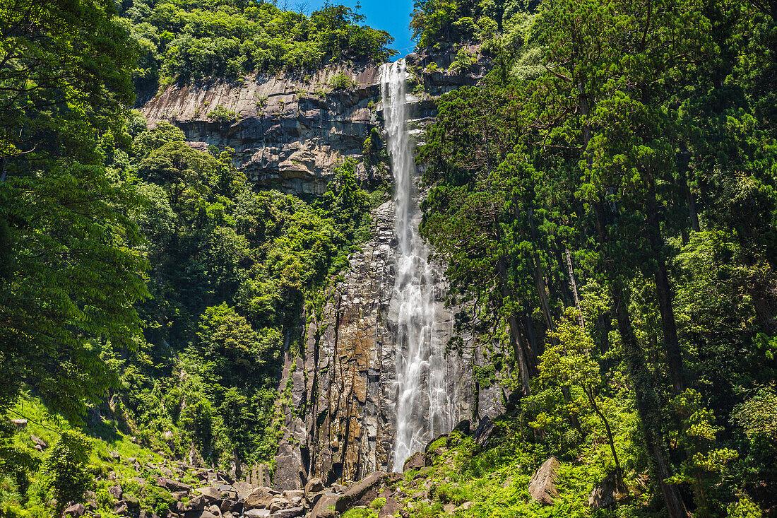Kumano Kodo pilgrimage route.Trekking to Nachi waterfall. Nachisan. Nakahechi route. Wakayama Prefecture. Kii Peninsula. Kansai region. Honshü Island . UNESCO World Heritage Site. Japan