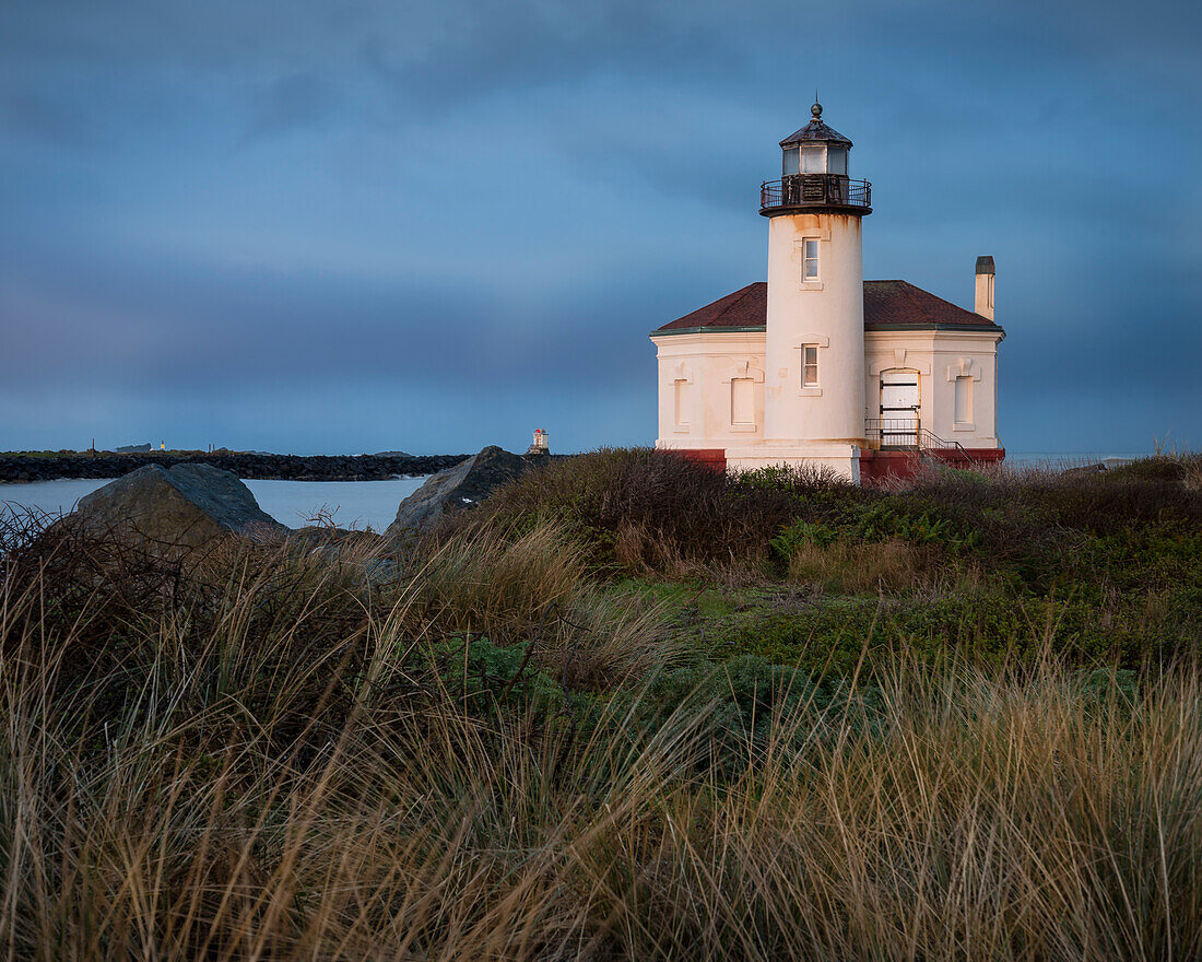 Coquille River Lighthouse, Bullards Beach State Park, Bandon, southern Oregon coast.