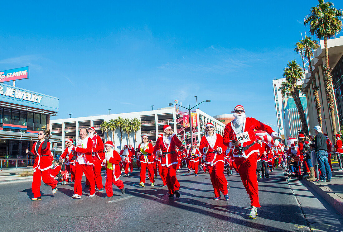 An Unidentified participants at the Las Vegas Great Santa Run in Las Vegas Nevada. It is the largest gatherings of Santa runners in the world.