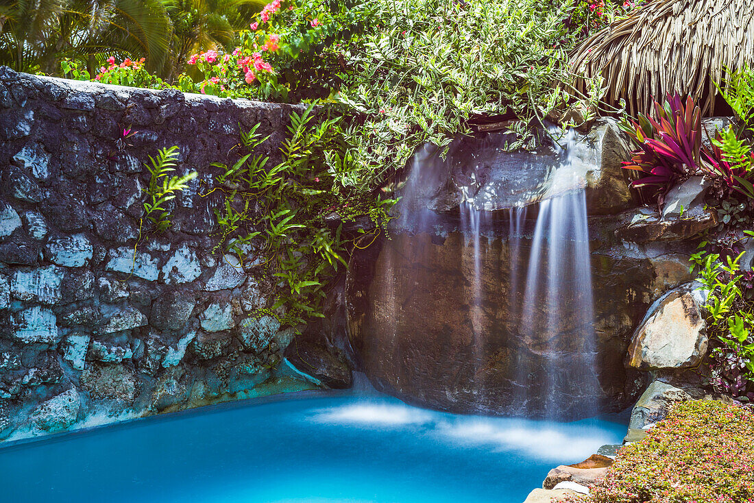 Luxury private outdoor swimming pool at luxury villa and hotel, Muri, Rarotonga, Cook Islands