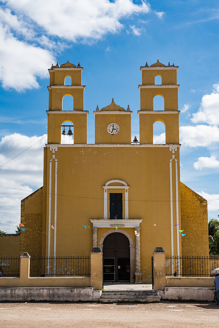 The 16th Century colonial Church of Nuestra Senora de la Natividad or Our Lady of the Nativity in Acanceh, Yucatan, Mexico.