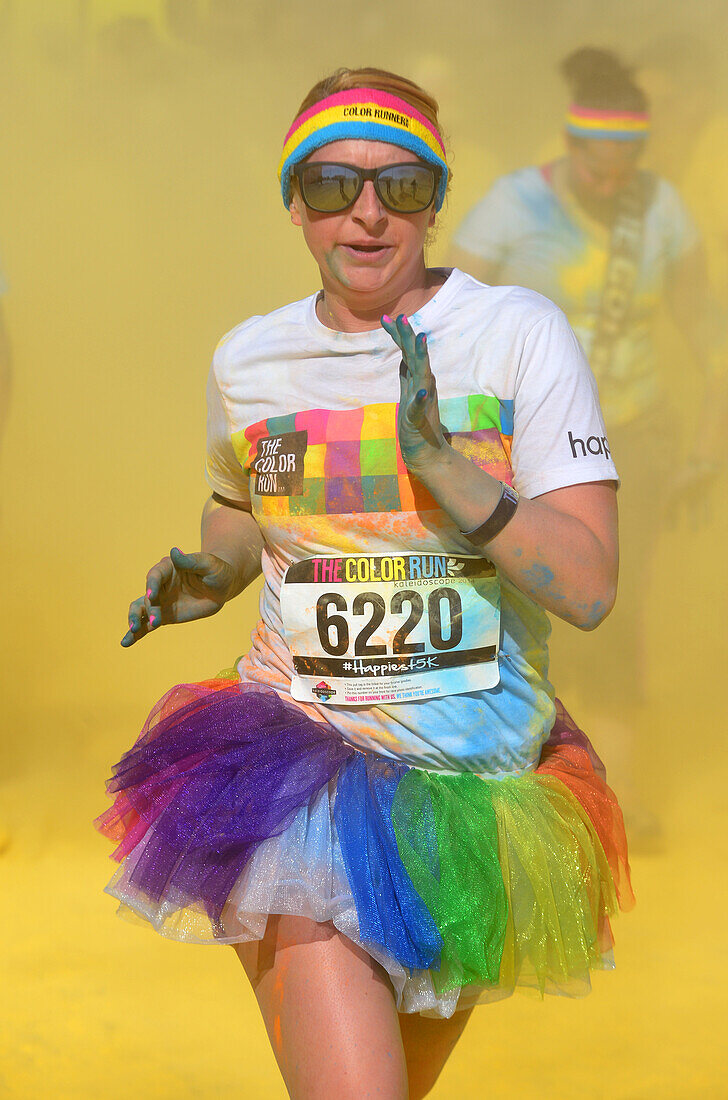 An unidentified runner at the Las Vegas Color Run. The Color Run is a 5k worldwide hosted fun race