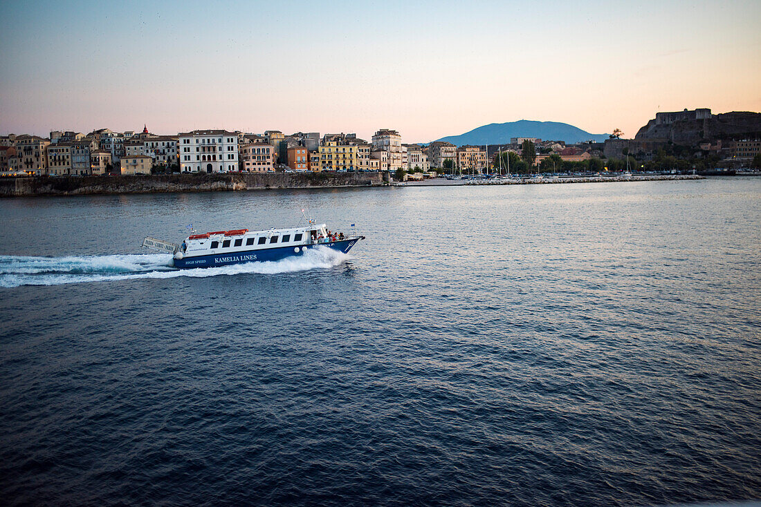 Sunset ferry to Corfu from mainland Greece