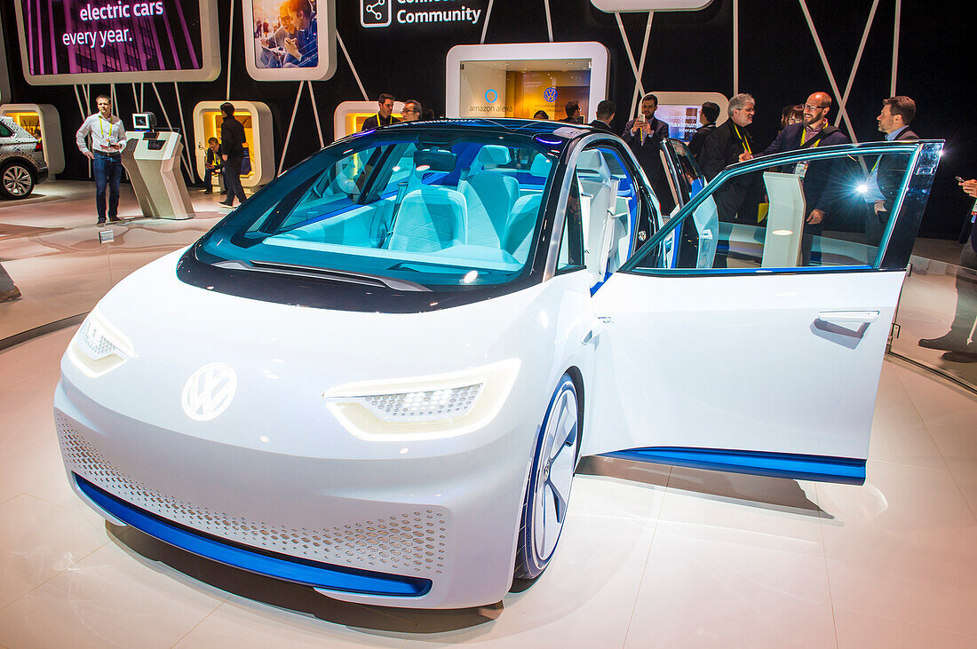 Der Volkswagen Stand auf der CES Show in Las Vegas. Die CES ist die weltweit führende Messe für Unterhaltungselektronik.