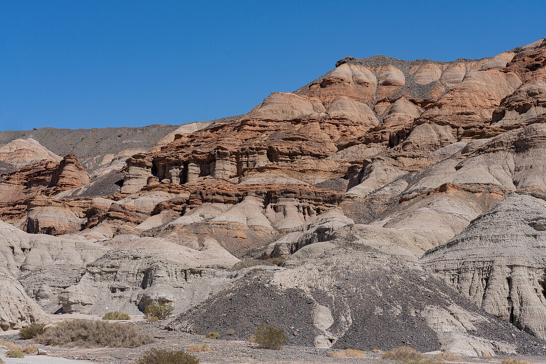 Eroded hill formations near Rodeo in the San Juan Province of Argentina.
