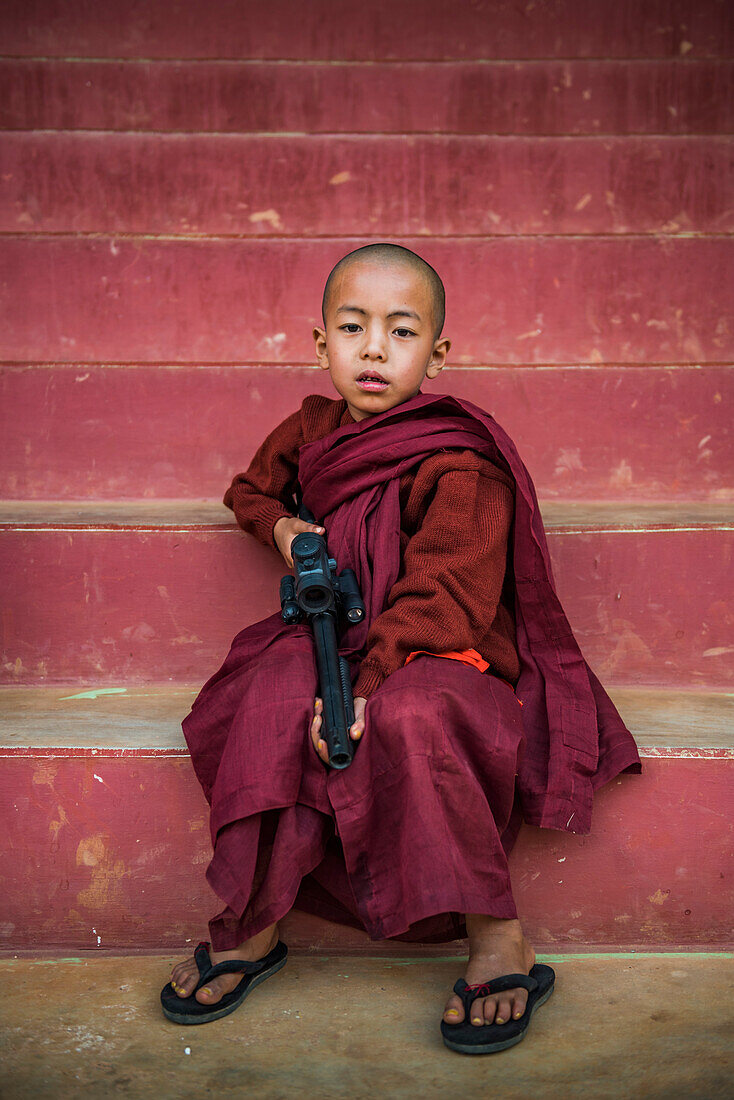 Portrait of a young monk, Pindaya, Shan State, Myanmar (Burma)