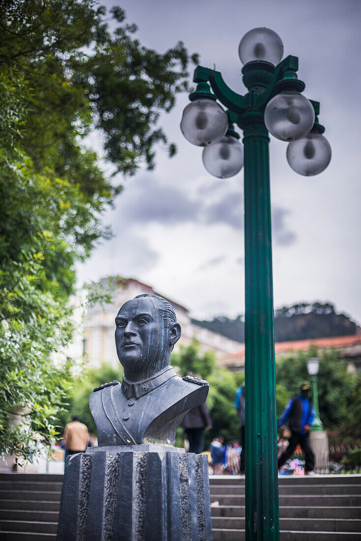 Bust of Gualberto Villarroel, a previous president of Bolivia, Plaza Murillo, La Paz, La Paz Department, Bolivia