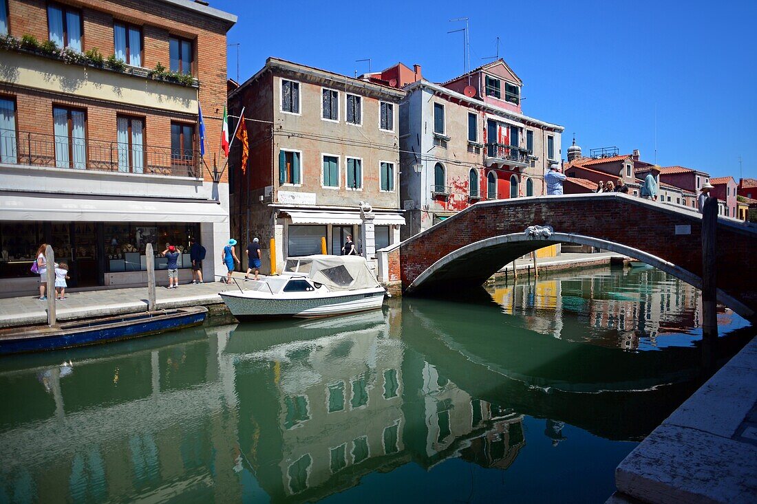 Colourful buildings along the canals of Murano, Venice, Italy