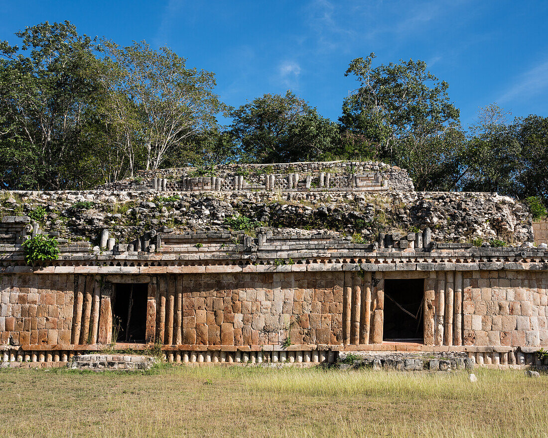 The Palace or El Palacio in the ruins of the Mayan city of Labna are part of the Pre-Hispanic Town of Uxmal UNESCO World Heritage Center in Yucatan, Mexico.