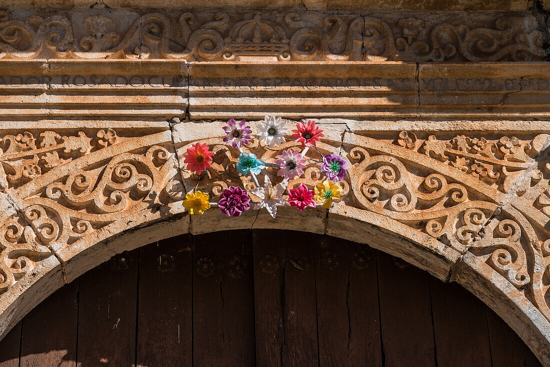 The Spanish colonial Church of the Virgin of the Assumption, or La Virgen de la Asuncion, was completed in 1756, replacing an older church in the Mayan town of Mama, Yucatan, Mexico.