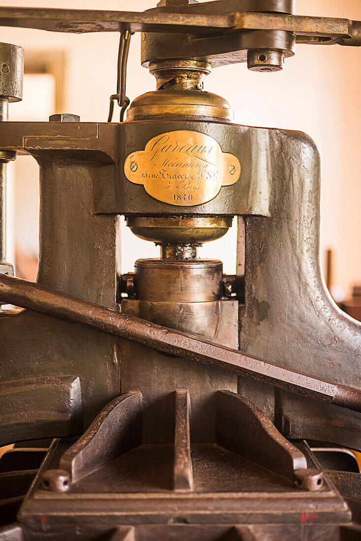 Old printing press, Pompallier Mission House, Russell, Bay of Islands, Northland Region, North Island, New Zealand