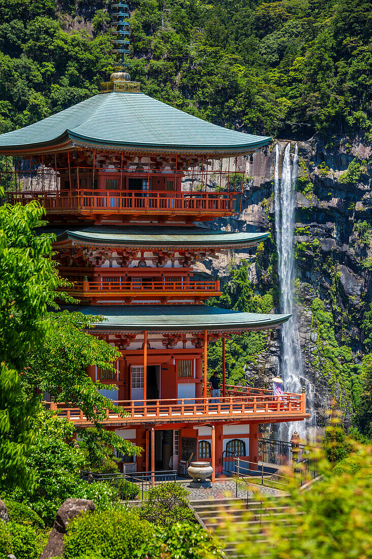 Kumano Kodo Pilgerweg. Nachisan Seiganto-ji-Tempel und Nachi-Wasserfall. Nachisan. Nakahechi-Route. Präfektur Wakayama. Kii-Halbinsel. Kansai-Region. Insel Honshü. UNESCO-Welterbe. Japan
