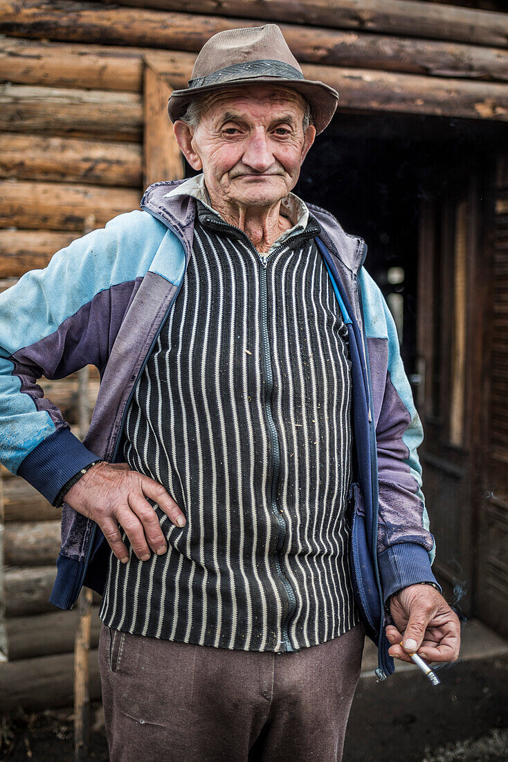 Portrait of a Romanian man in Sarbi, Maramures, Romania