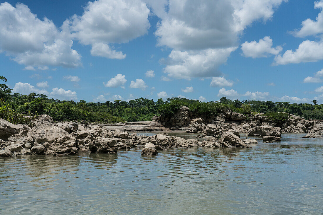 The Usumacinta River forms the border between Chiapas, Mexico, and El Peten, Guatemala.