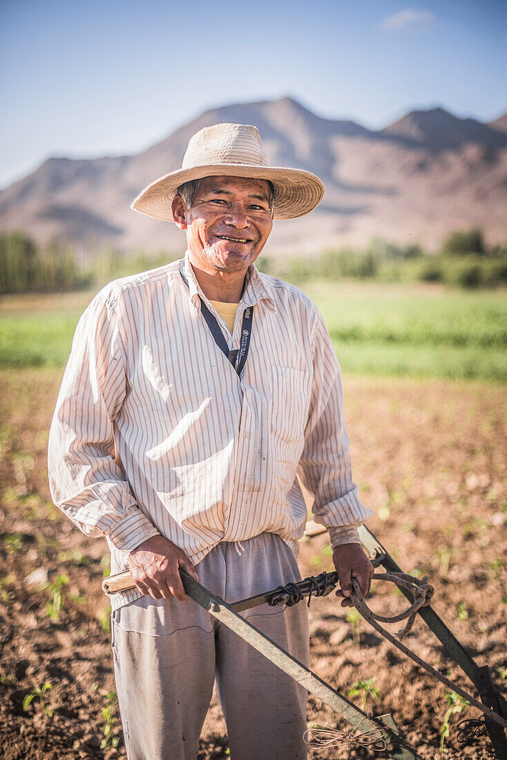 Porträt eines Bauern im Cachi-Tal, Calchaqui-Täler, Provinz Salta, Nordargentinien