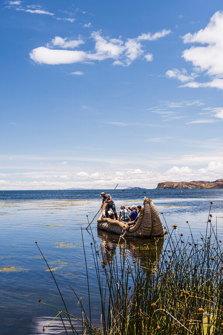 Reed Boat trip at Uros Floating Reed Islands, Lake Titicaca, Puno Province, Peru