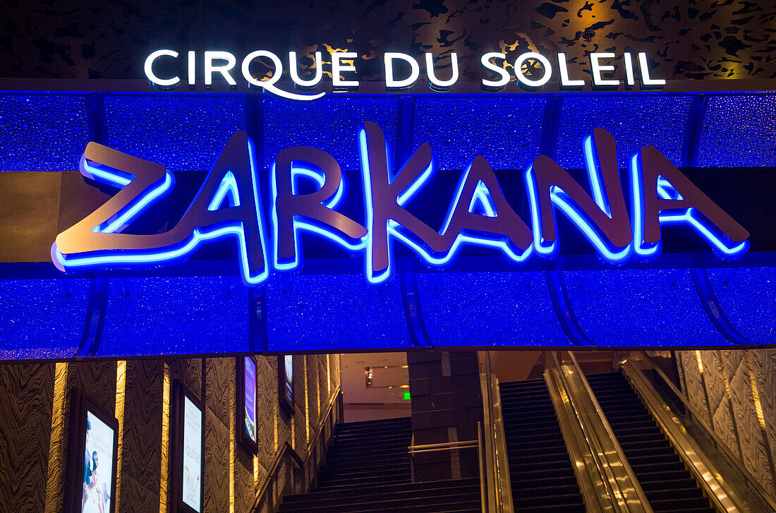 Zarkana im Aria Hotel in Las Vegas. Zarkana ist eine Bühnenproduktion des Cirque du Soleil, geschrieben und inszeniert von François Girard.