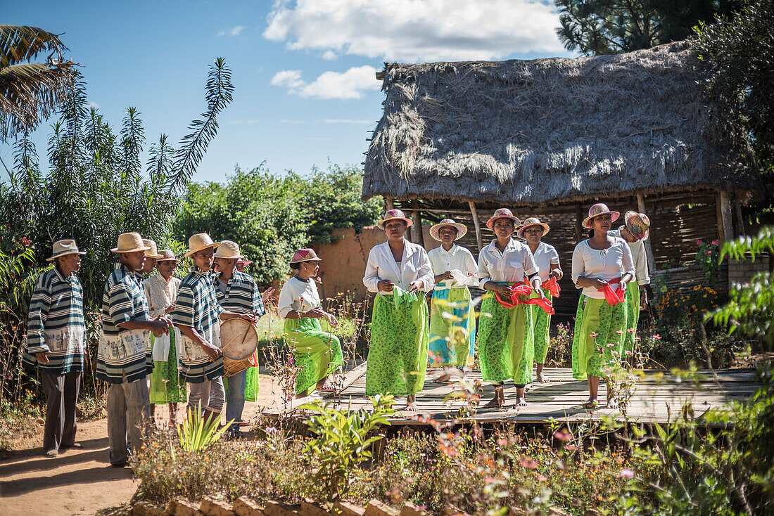 Traditional dance at Ambohimahasoa, Haute Matsiatra Region, Madagascar Central Highlands