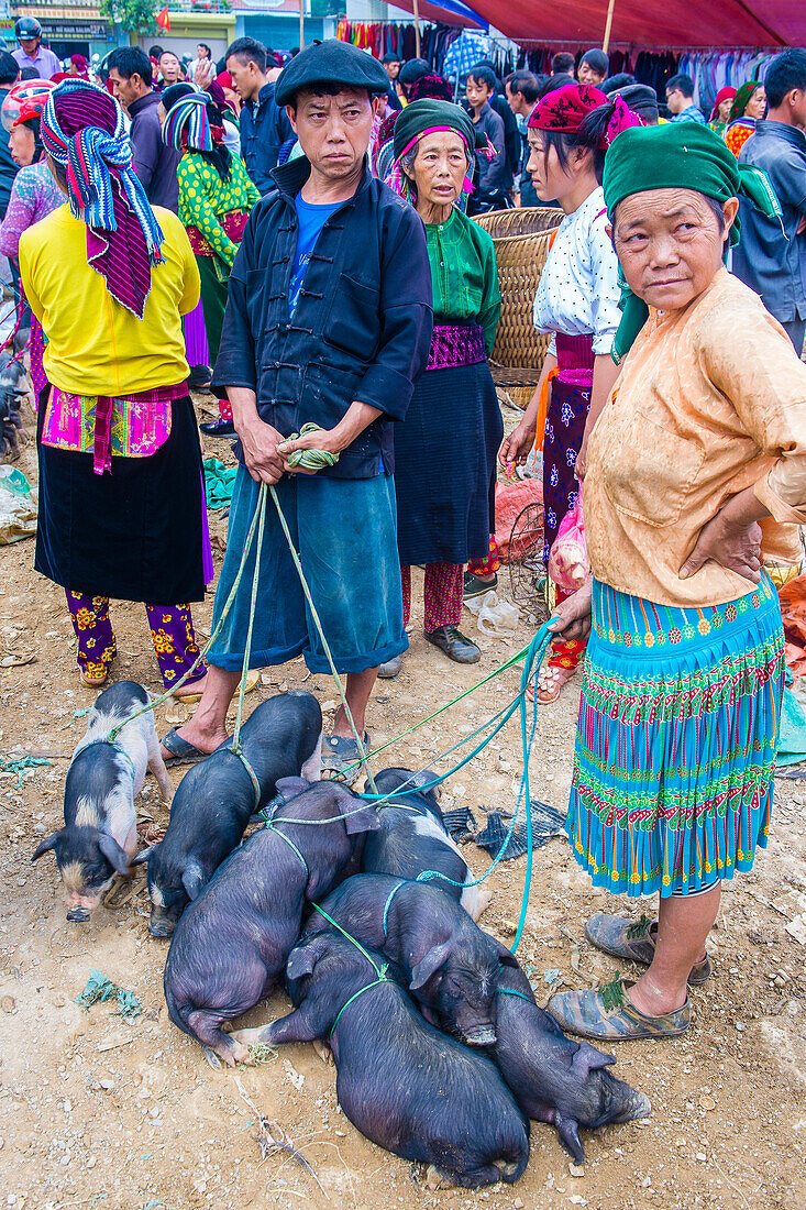 The weekend market in Dong Van Vietnam