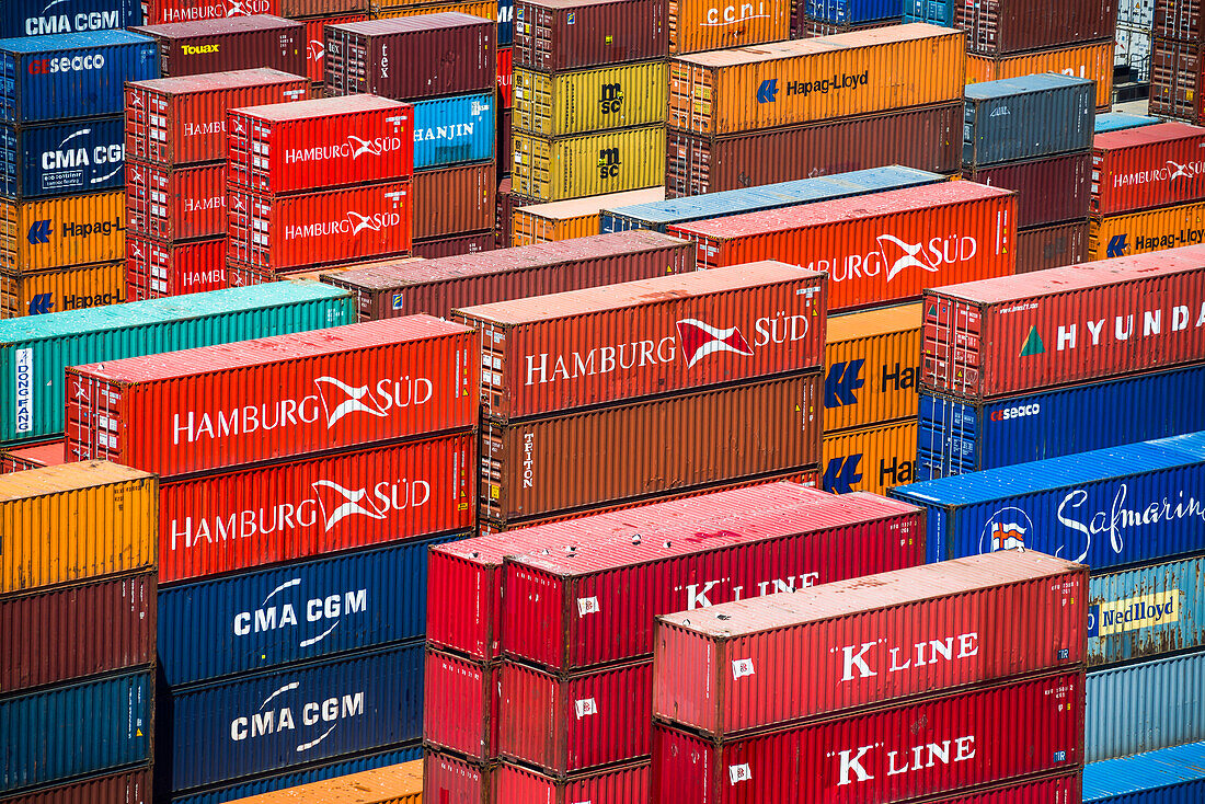 Colourful containers in Valparaiso Port, Valparaiso Province, Chile