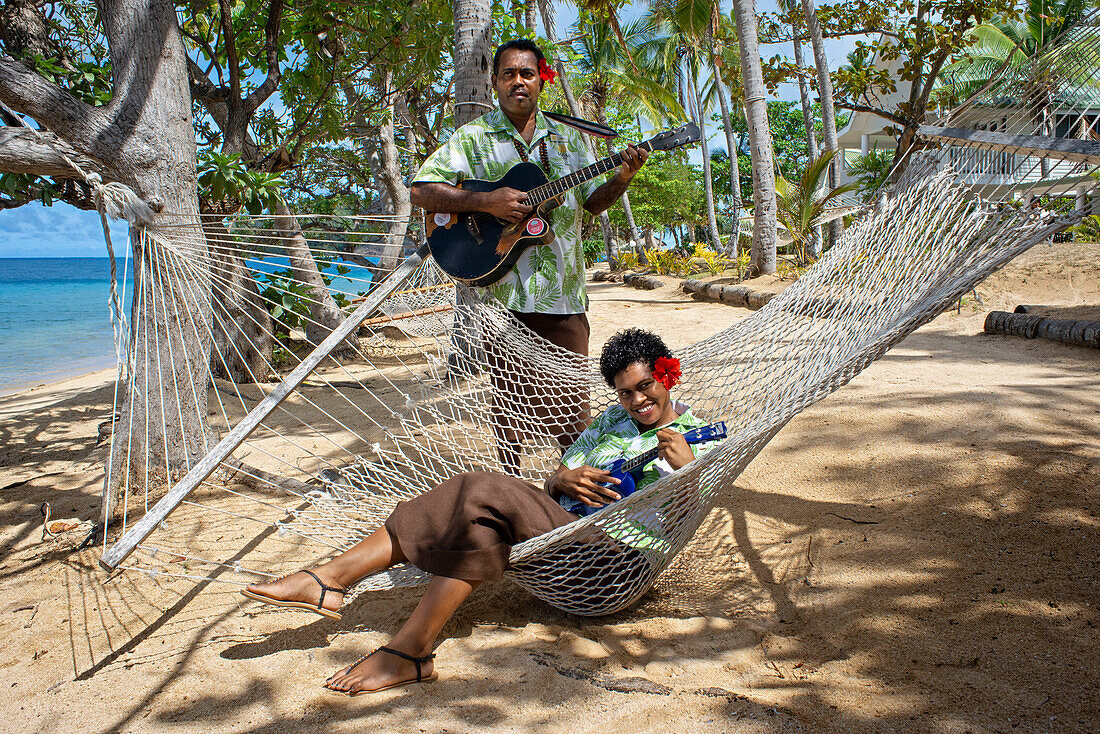 Tradtional Fijian songs and music in Malolo Island Resort and Likuliku Resort, Mamanucas island group Fiji