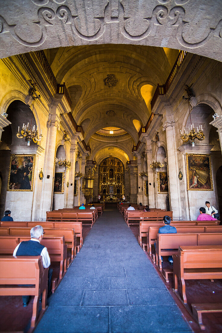 Arequipa Church interior, Iglesia de la Compania de Jesus, Arequipa, Peru