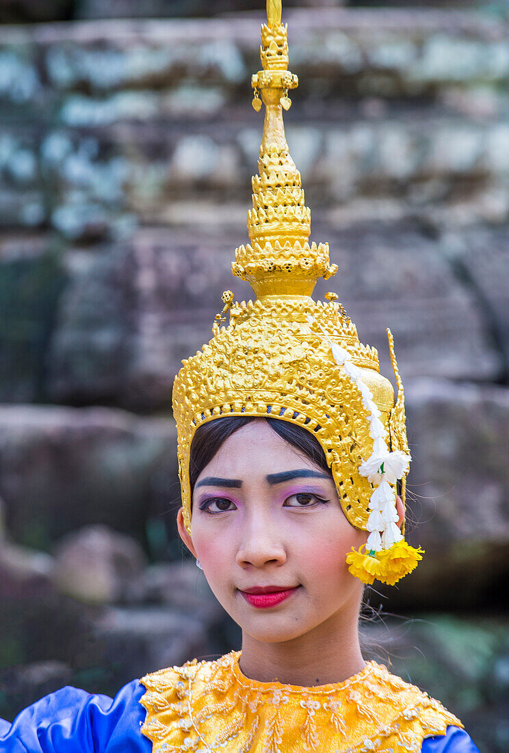 Cambodian Apsara dancer in Angkor Wat , Siem Reap Cambodia