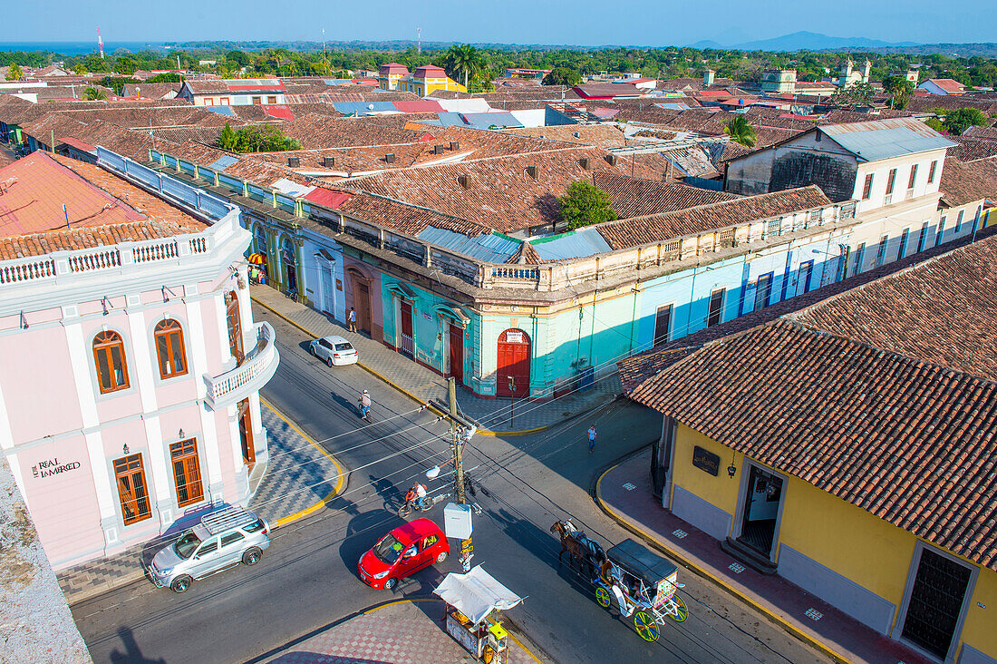 Stadtansicht von Granada, Nicaragua. Granada wurde 1524 gegründet und ist die erste europäische Stadt auf dem amerikanischen Festland.
