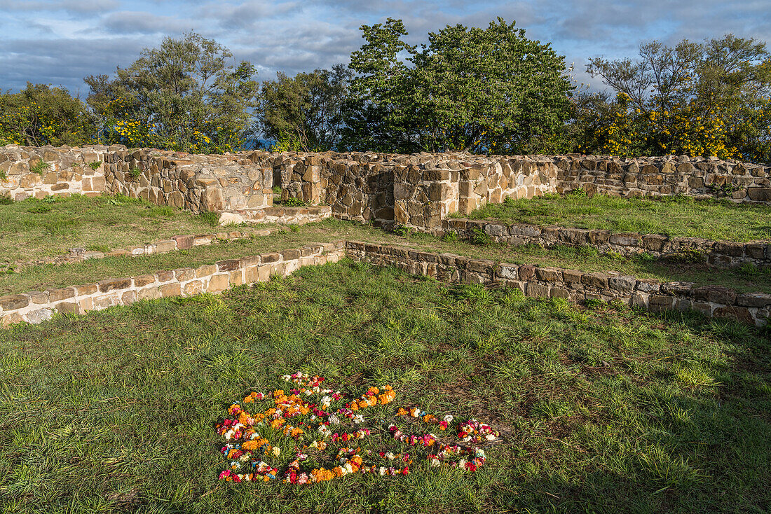 Flowers spread on ther ground over Tombs 103, 110, 112 and another unnumbered tomb. A UNESCO World Heritage Site.