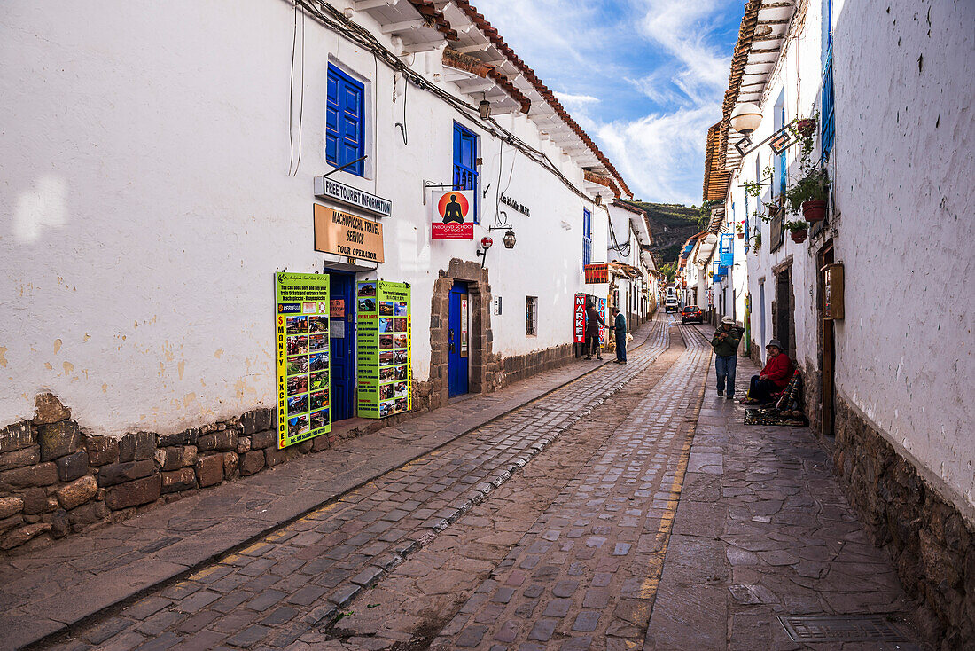 Gepflasterte Straßen im Gebiet San Blas, Cusco, Region Cusco, Peru
