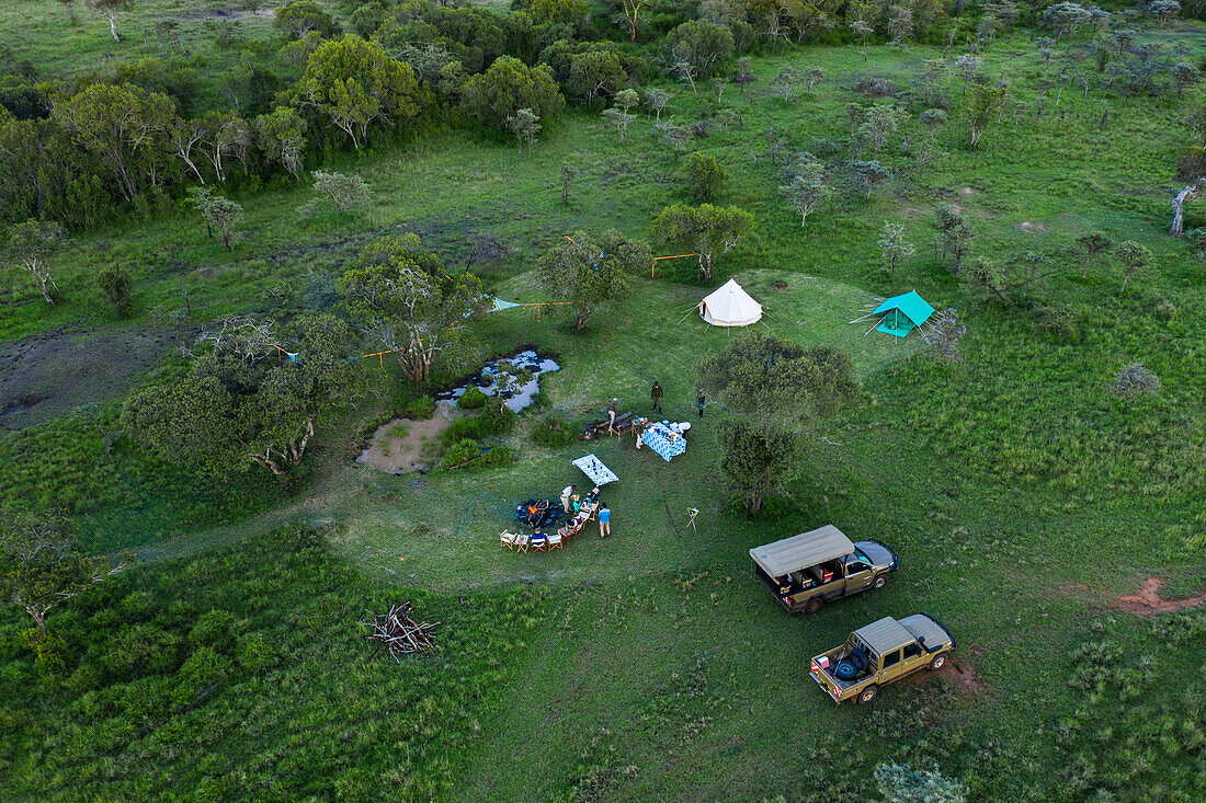 Camping in der El Karama Eco Lodge, Laikipia County, Kenia Drohne