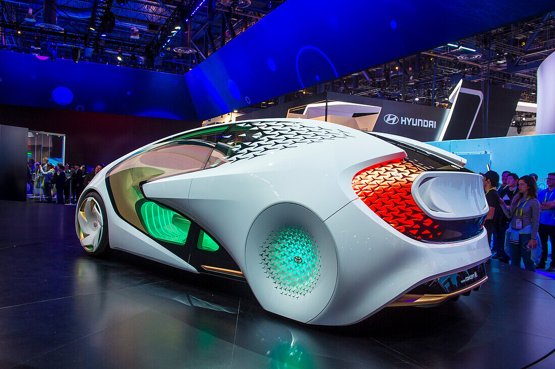 Toyota Konzeptfahrzeug auf der CES Show in Las Vegas. Die CES ist die weltweit führende Messe für Unterhaltungselektronik.