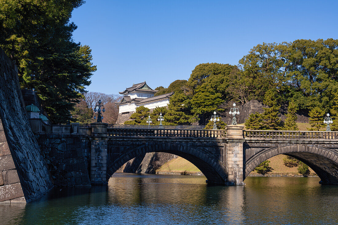 View of Japan's Imperial Palace, Tokyo, Honshu, Japan, Asia