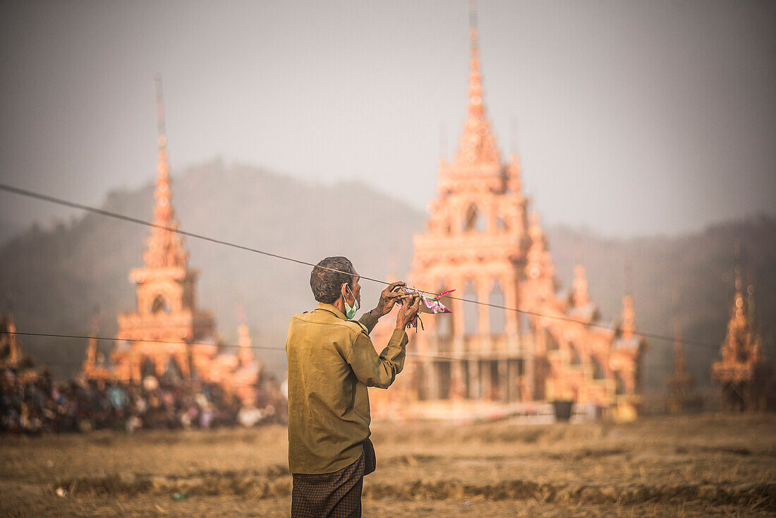 Mrauk U, Dung Bwe Festival for the passing of an important Buddhist Monk, Rakhine State, Myanmar (Burma)