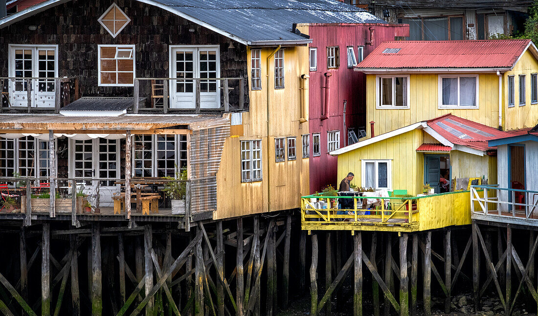 Colourful houses in Castro, Chile, South America