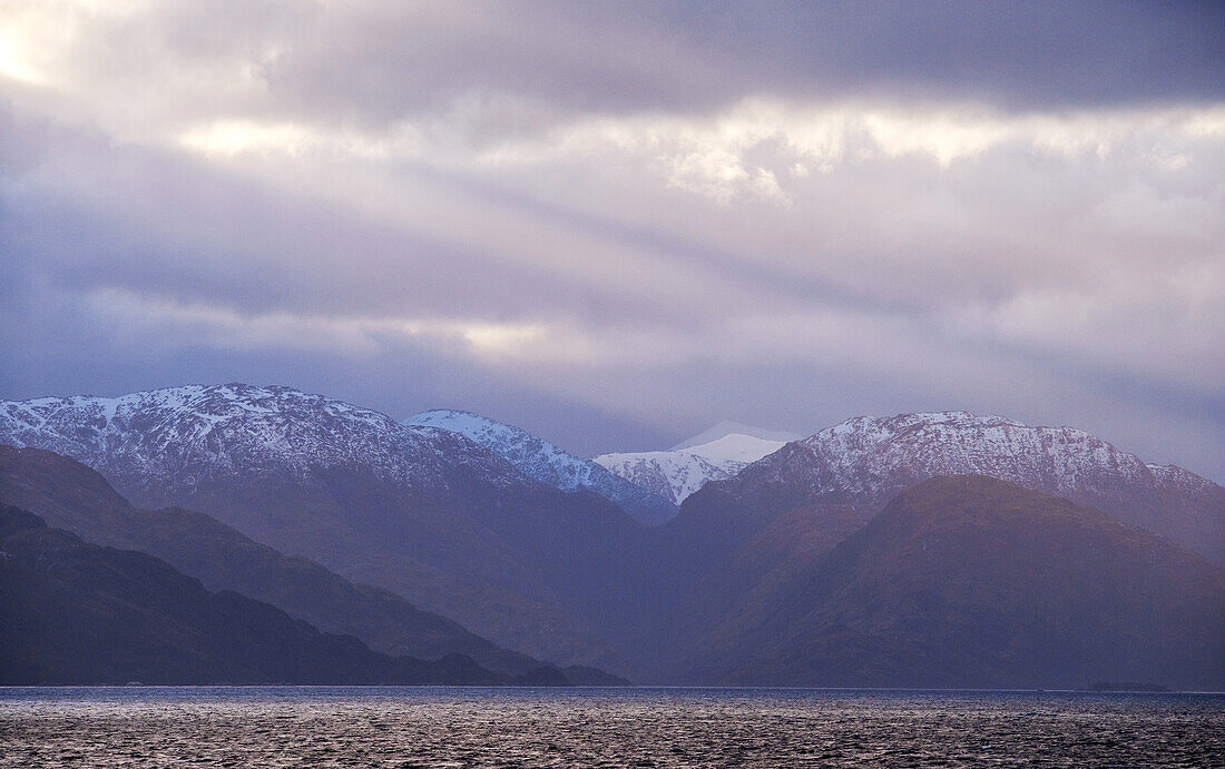 Sunrays falling over Cape Horn, Chile, South America