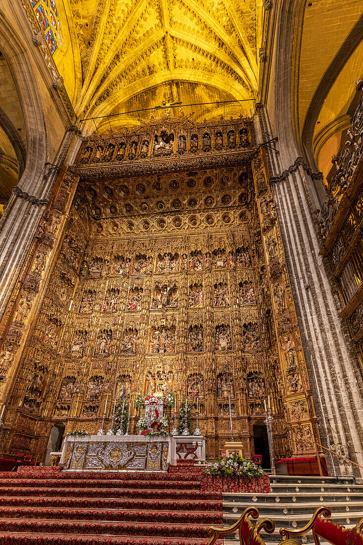 Das Innere der Kathedrale von Sevilla, UNESCO-Weltkulturerbe, Sevilla, Andalusien, Spanien, Europa