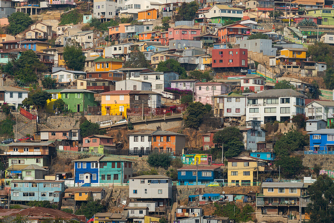 Colorful houses, Valparaiso, Valparaiso Province, Valparaiso Region, Chile, South America