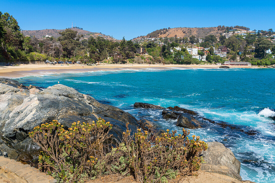 Strand von Zapallar, Zapallar, Provinz Petorca, Region Valparaiso, Chile, Südamerika