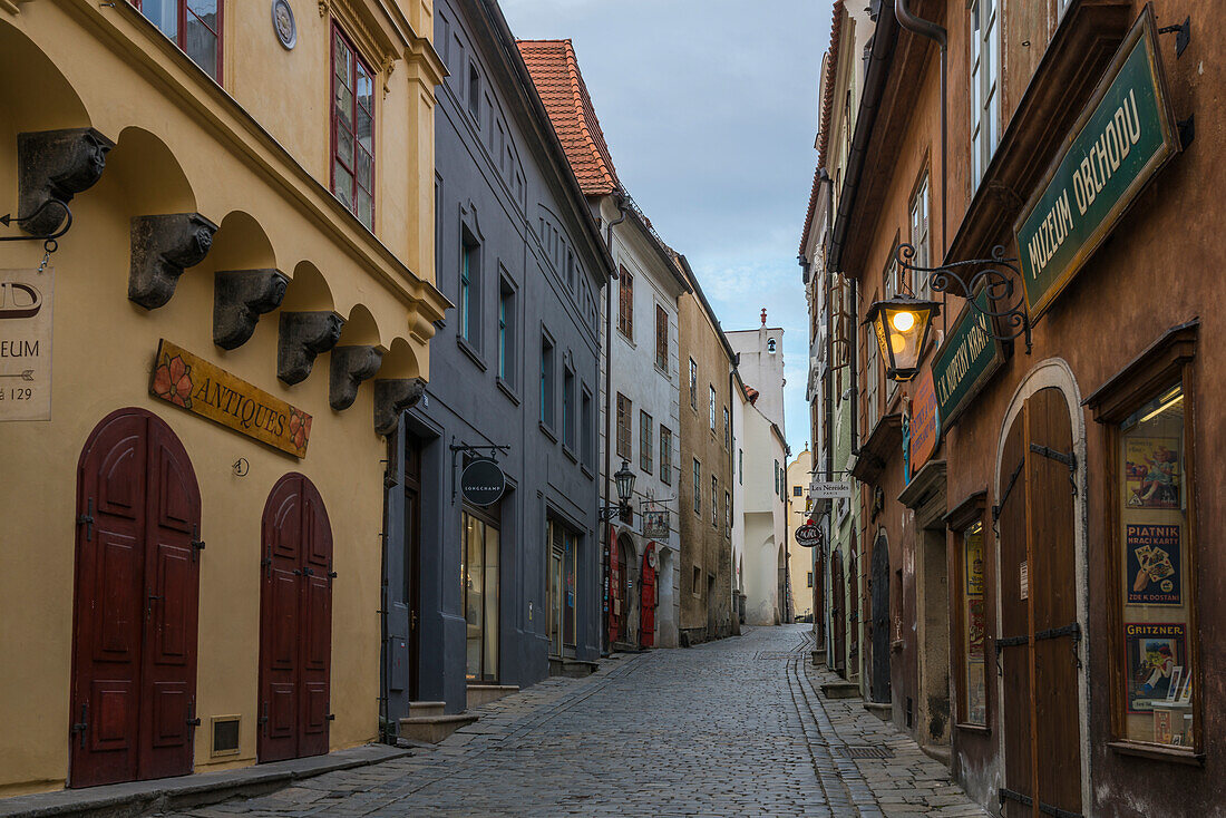 Radnicni street in historical center of Cesky Krumlov, UNESCO World Heritage Site, Cesky Krumlov, Czech Republic (Czechia), Europe