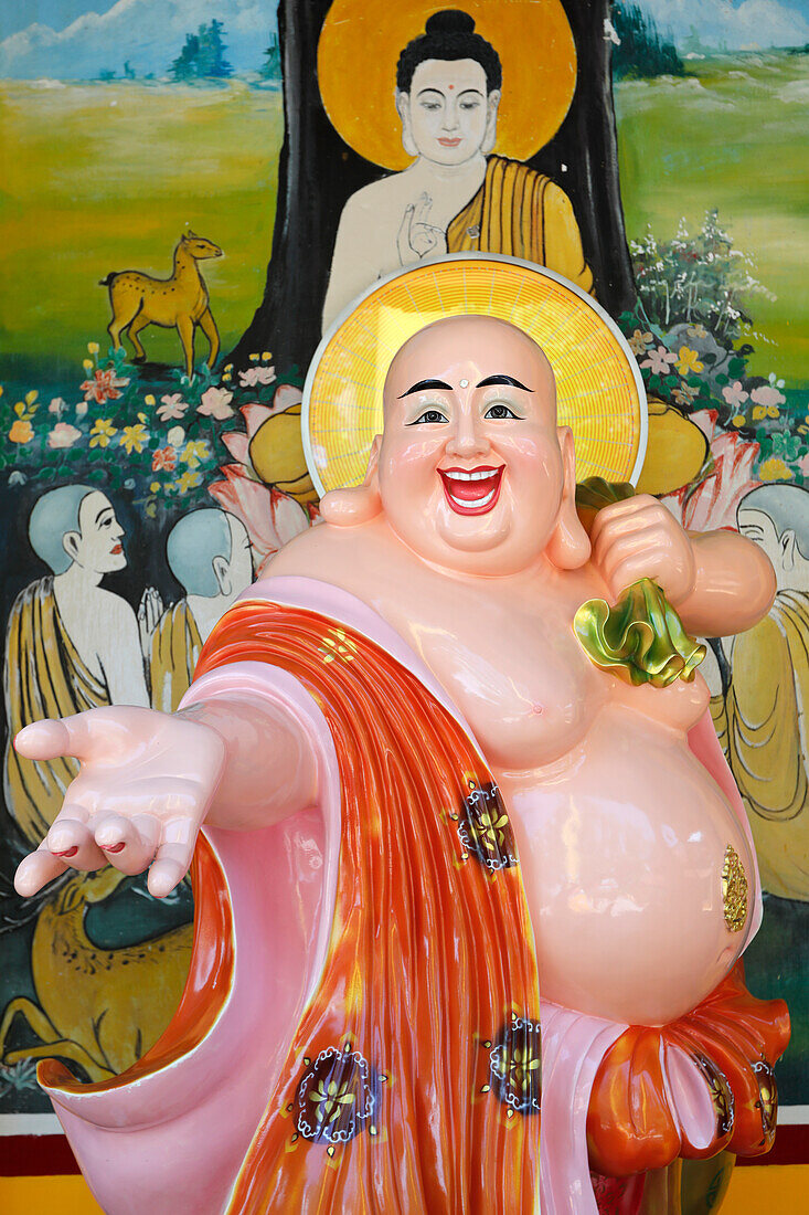 Phu Son Tu Buddhist temple, Smiling Buddha (Happy Maitreya) Buddha statue, Tan Chau, Vietnam, Indochina, Southeast Asia, Asia